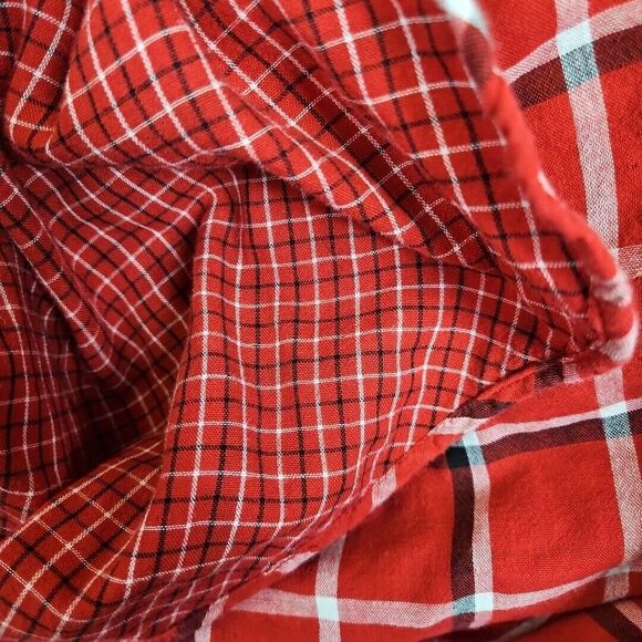J Jill Blouse Womens L Long Sleeve Red Plaid Button Tunic Long Length Pockets - Picture 10 of 12
